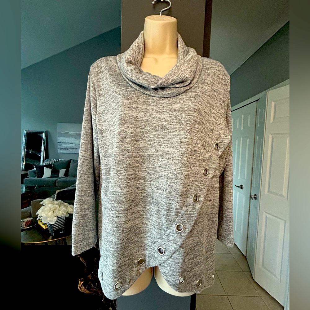 Cowl Neck Pullover Gray XL